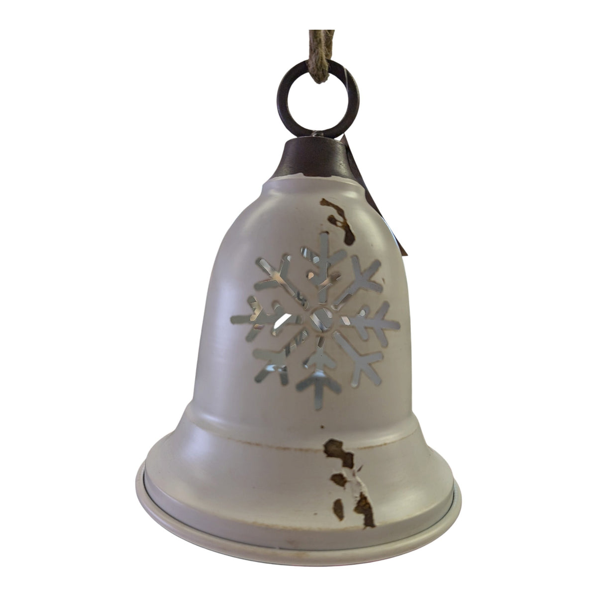 Rustic Metal Snowflake Jingle Bell – Red or White