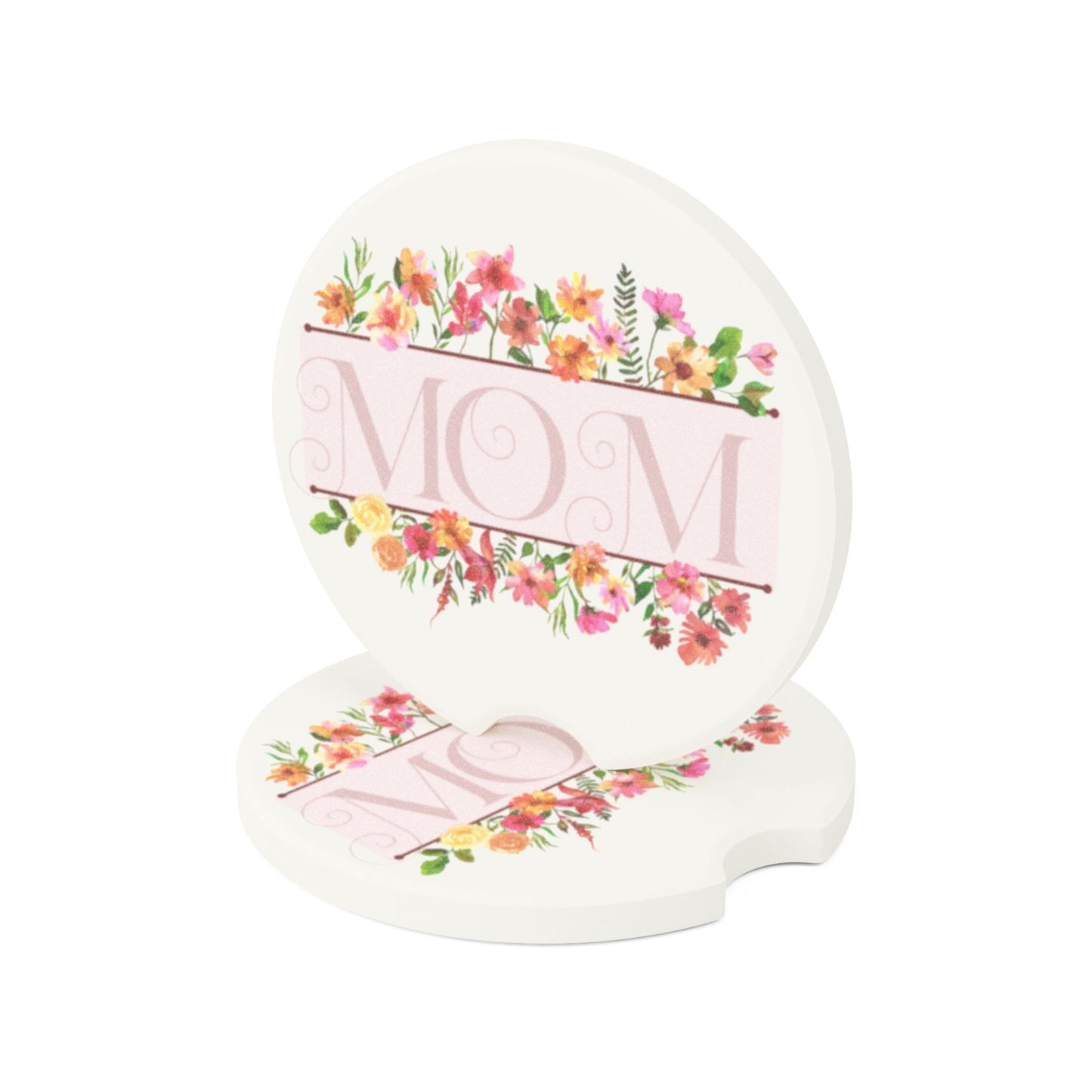 Floral Mom Soapstone Car Coaster - Perfect Gift for Mother's Day