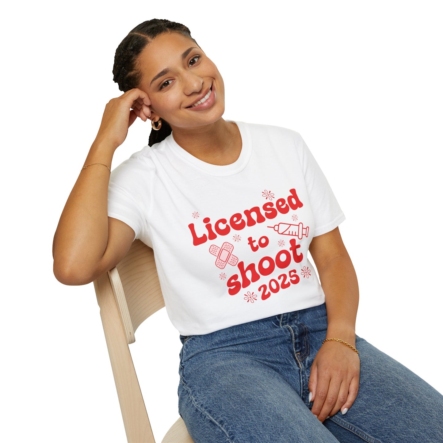 Licensed to Shoot 2025 Unisex Softstyle T-Shirt - Fun Casual Wear for Nurse Graduates