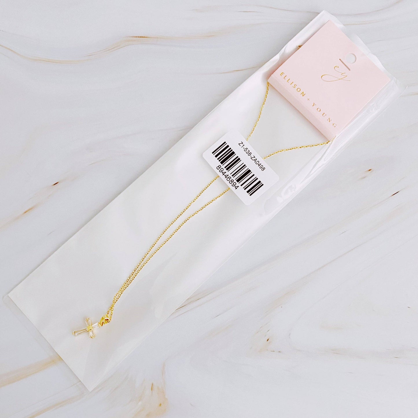 My Dear Crystal Cross Necklace 18K Gold Plated