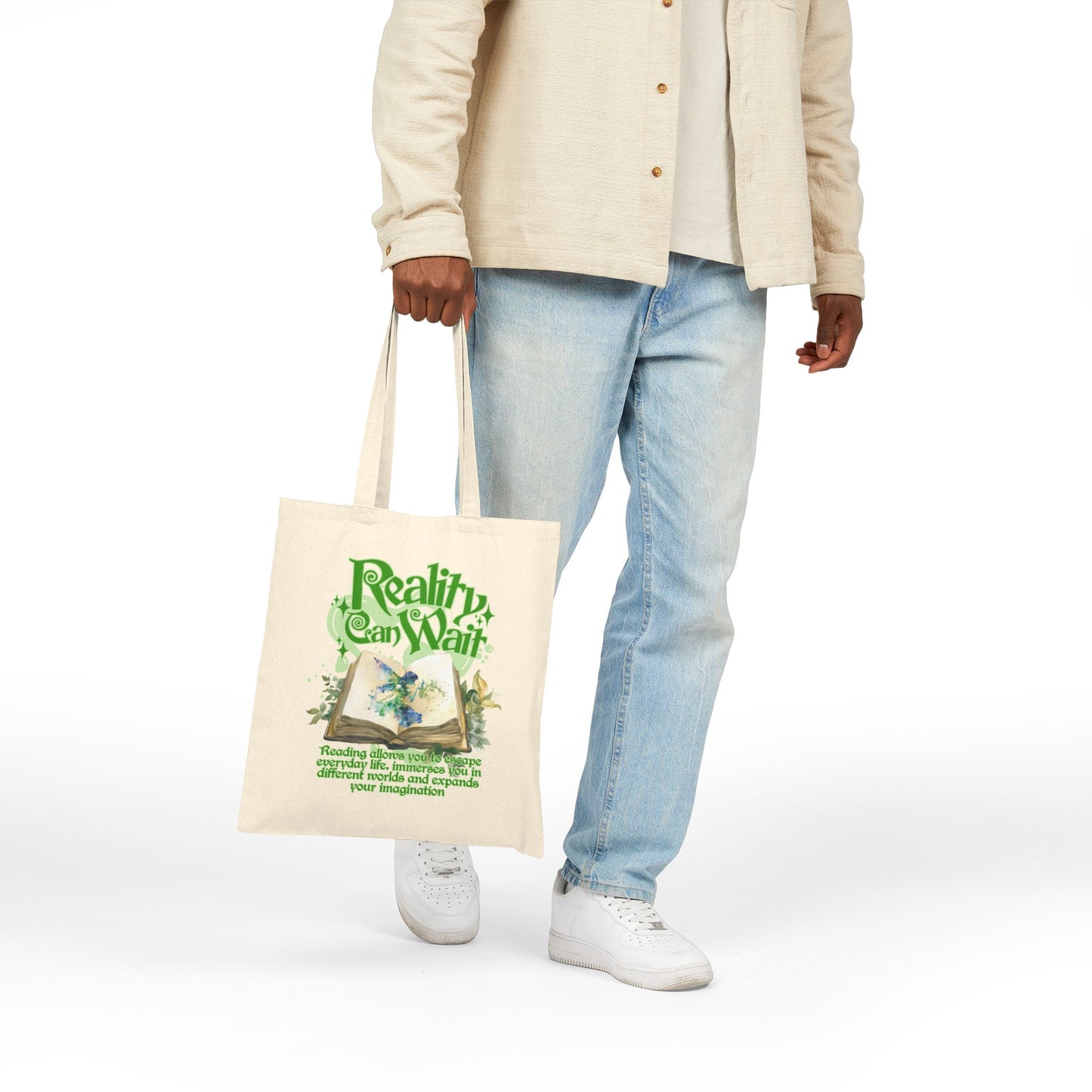 Reality Can Wait Literary Tote Bag - Perfect for Book Lovers