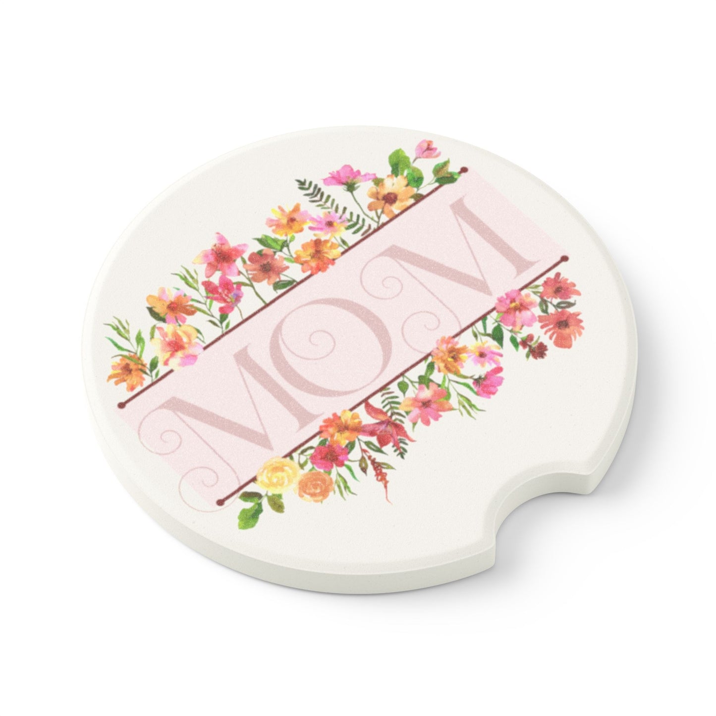 Floral Mom Soapstone Car Coaster - Perfect Gift for Mother's Day