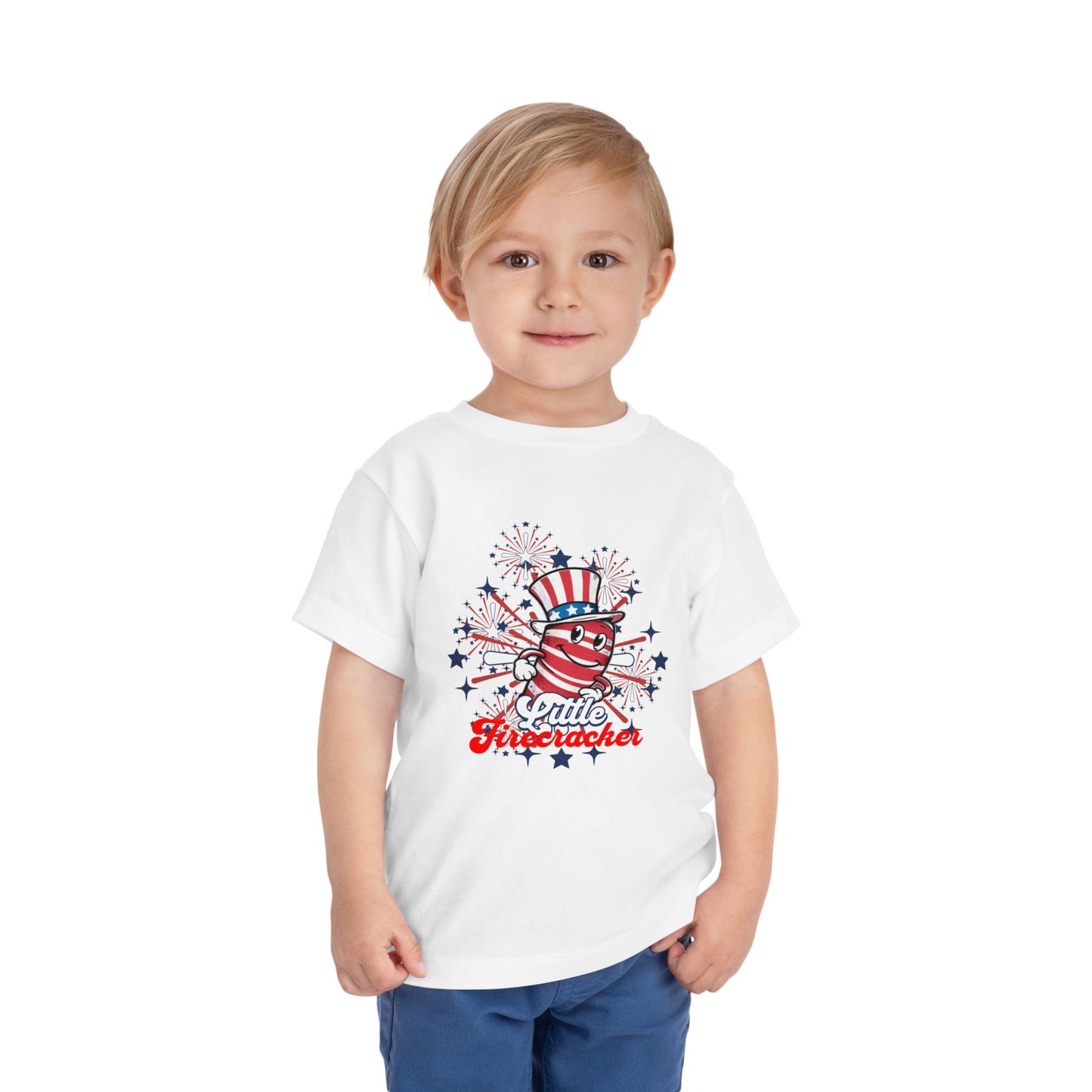 Little Firecracker Toddler Tee, 4th of July Shirt, Kids Independence Day Outfit, Patriotic T-Shirt for Babies, Summer Celebration Apparel