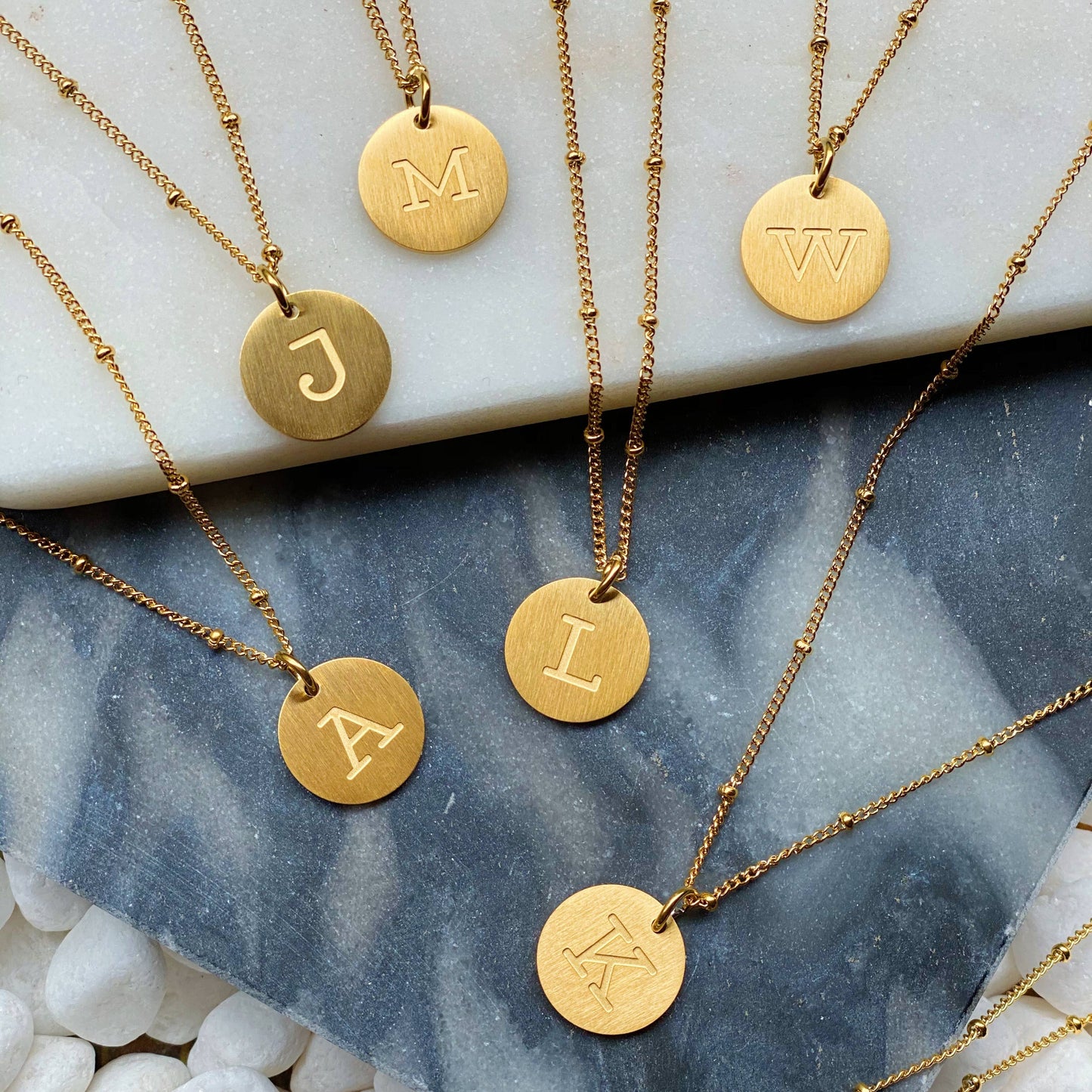 Gold Charm Initial Necklace