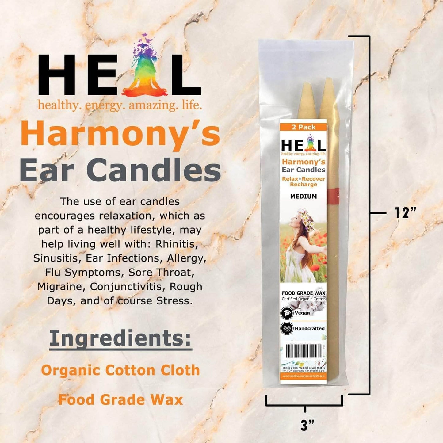 Medium Ear Candles by Doc Harmony: 2-Pack
