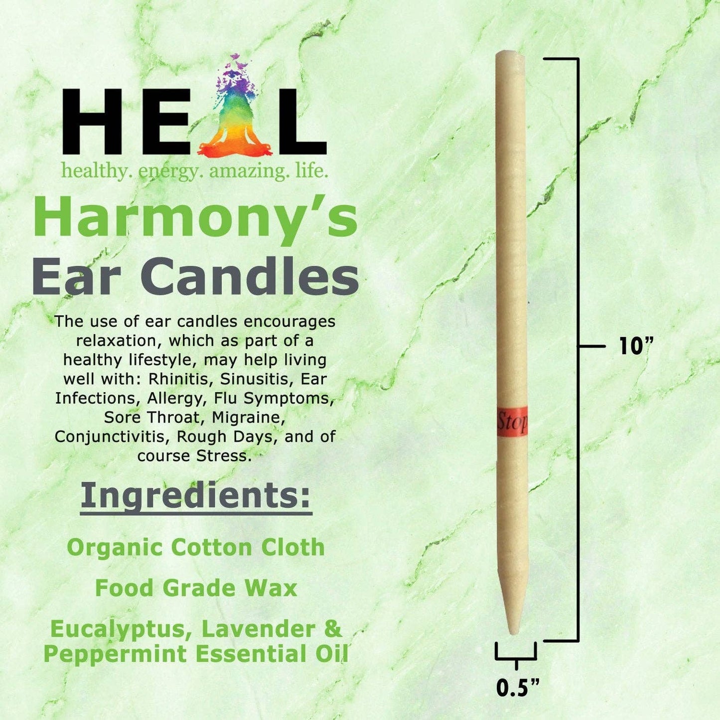 Eucalyptus, Lavender & Peppermint Ear Candles by Doc Harmony: 2-Pack