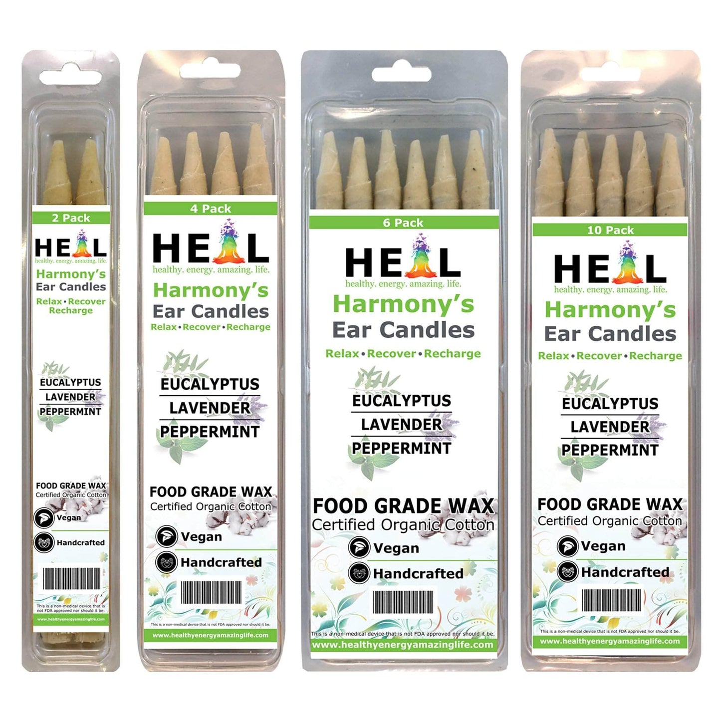 Eucalyptus, Lavender & Peppermint Ear Candles by Doc Harmony: 2-Pack