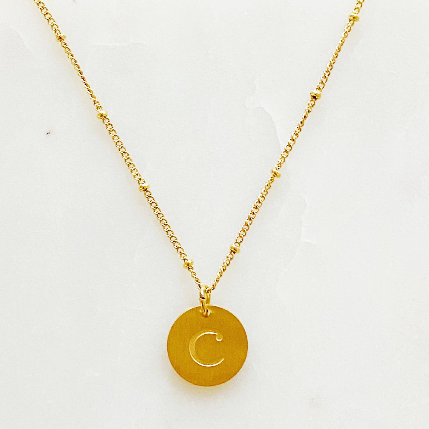 Gold Charm Initial Necklace