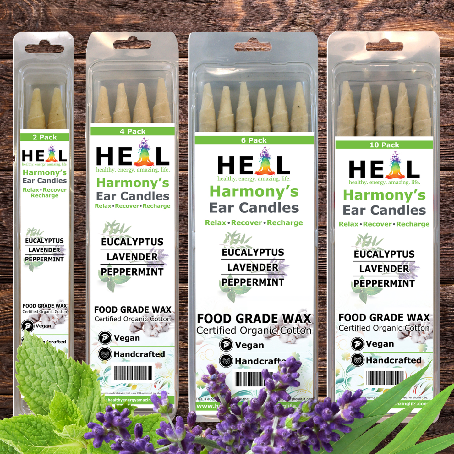 Eucalyptus, Lavender & Peppermint Ear Candles by Doc Harmony: 2-Pack