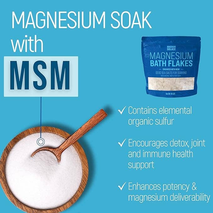 Magnesium Bath Flakes, Bath Soak/Foot Soak With MSM