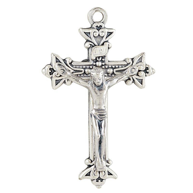 Crucifix - Silver Oxidized 1-1/4" L with 18" Rhodium-plated Chain