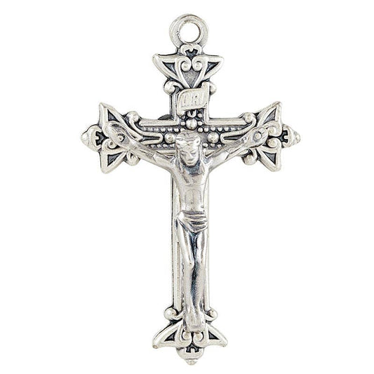 Crucifix - Silver Oxidized 1-1/4" L  with 18" Rhodium-plated Chain