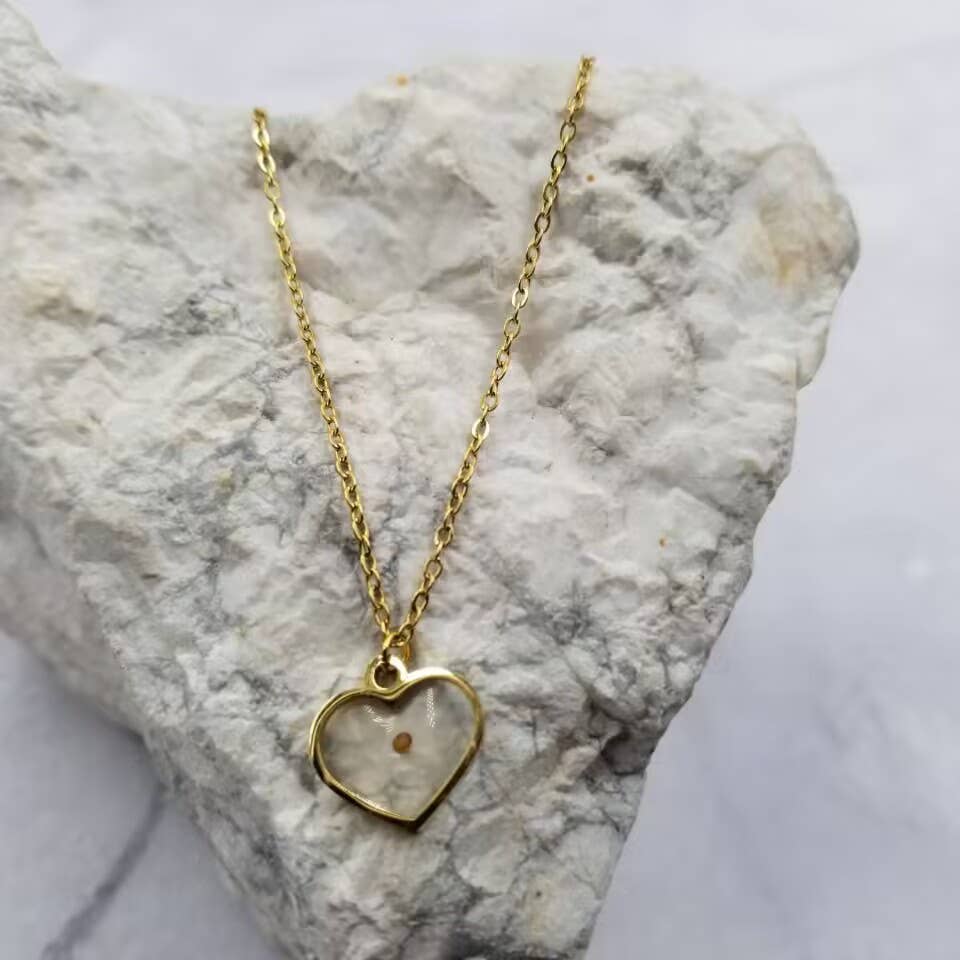 Mustard Seed Heart Pendant Necklace