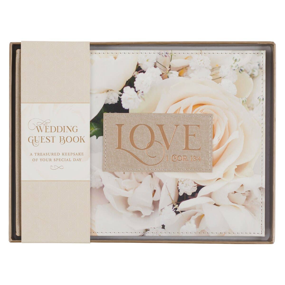 Guest Book Love Floral 1 Cor. 13:4 - Wedding or Anniversary