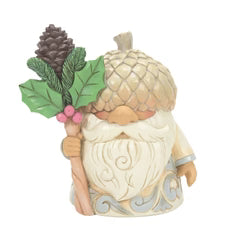 Jim Shore White Woodland Gnome w/Acorn Hat