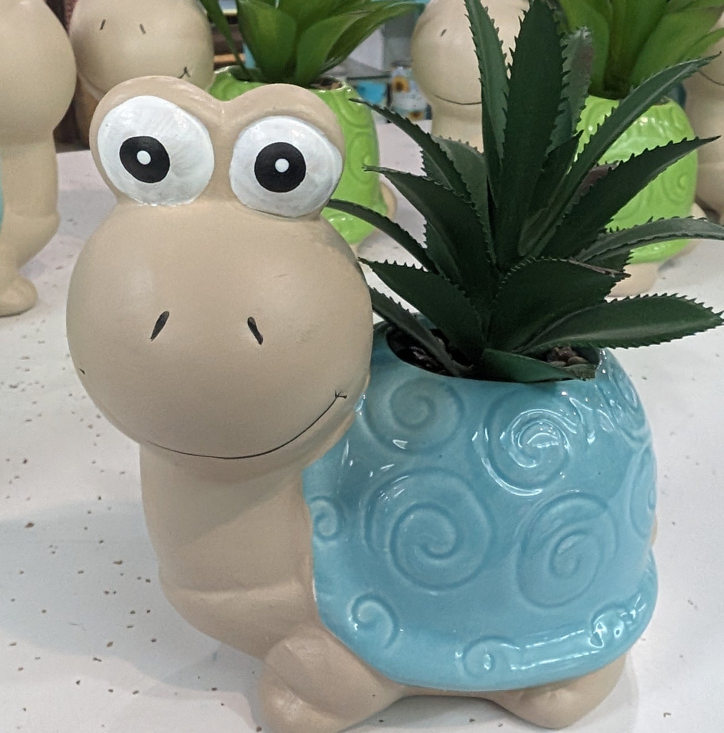 5.5” Ceramic Turtle with Succulent (artificial)