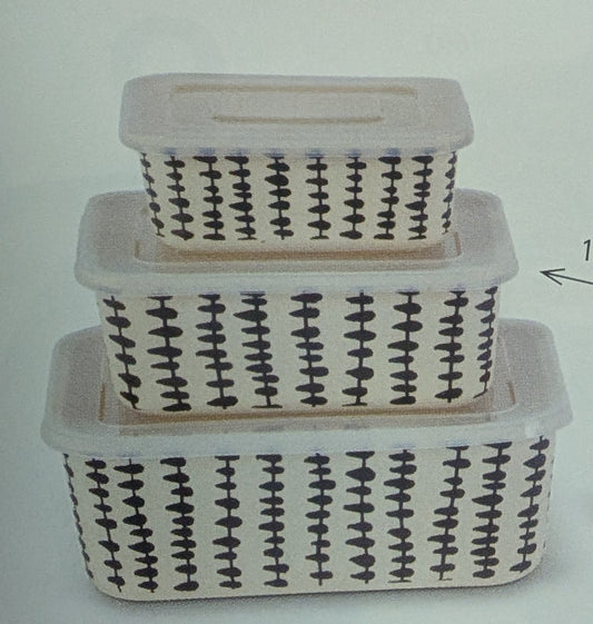 Bamboo Fiber Bowls with lids S/3