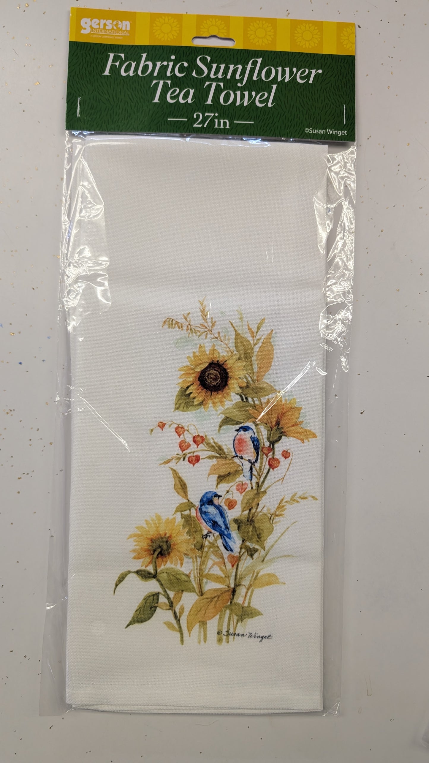 27" Fabric Sunflower Tea Towel