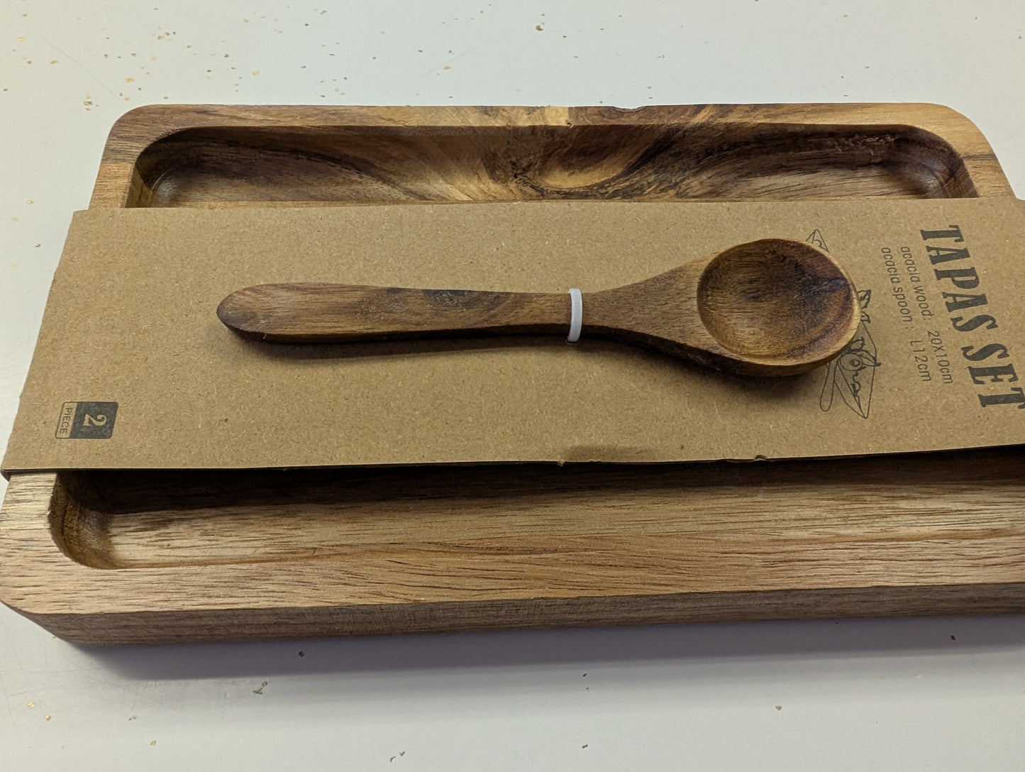 Acacia Wood Tapas Serving Board and Spoon