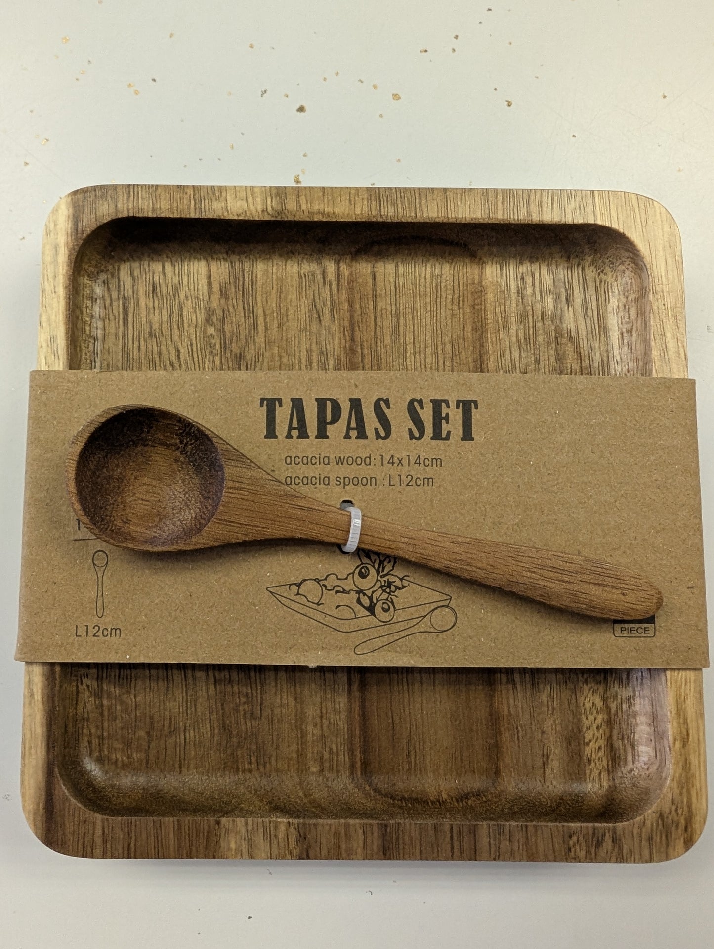 Square Acacia Wood Tapas Serving Set