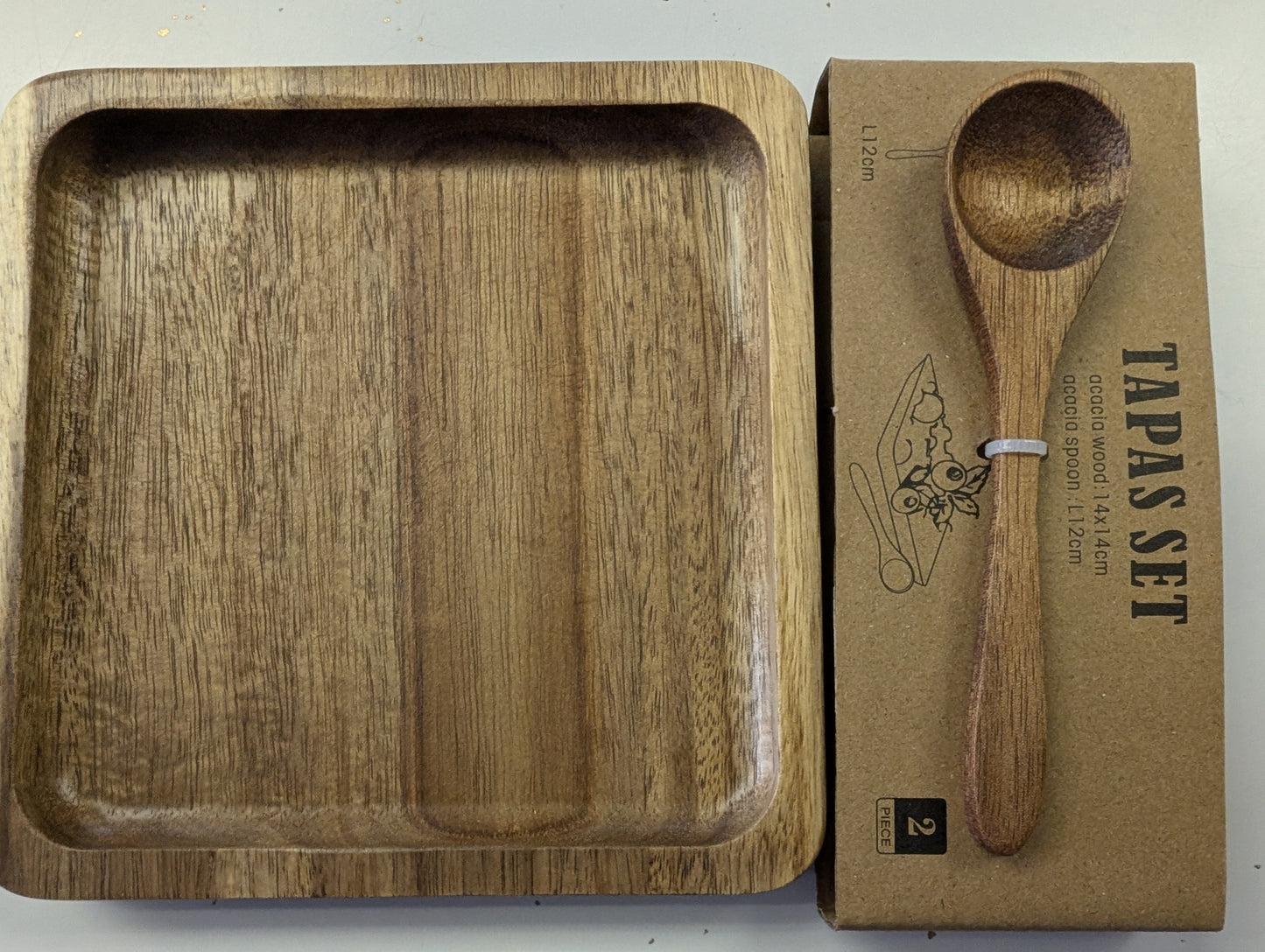 Square Acacia Wood Tapas Serving Set