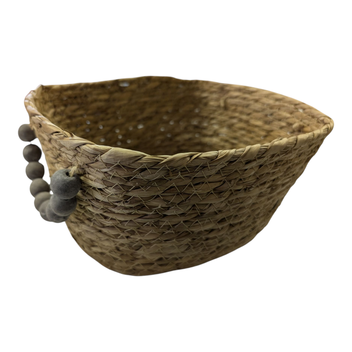 Rectangle Natural Baskets w/Wood Bead Handle