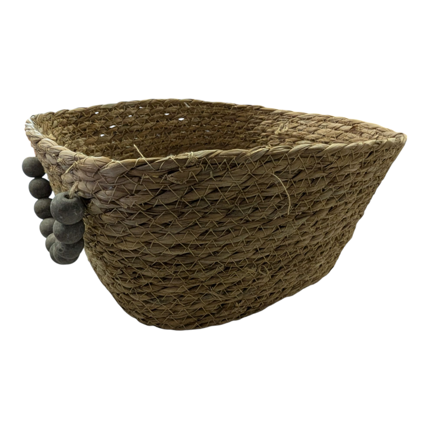 Rectangle Natural Baskets w/Wood Bead Handle