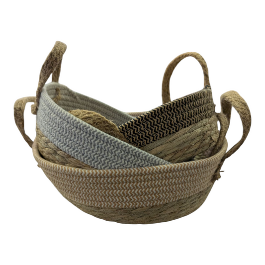 Cotton Rope & Grass Baskets w/Handles