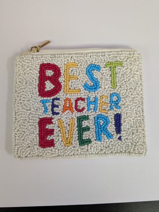 Best Teacher Ever Beaded Coin Purse