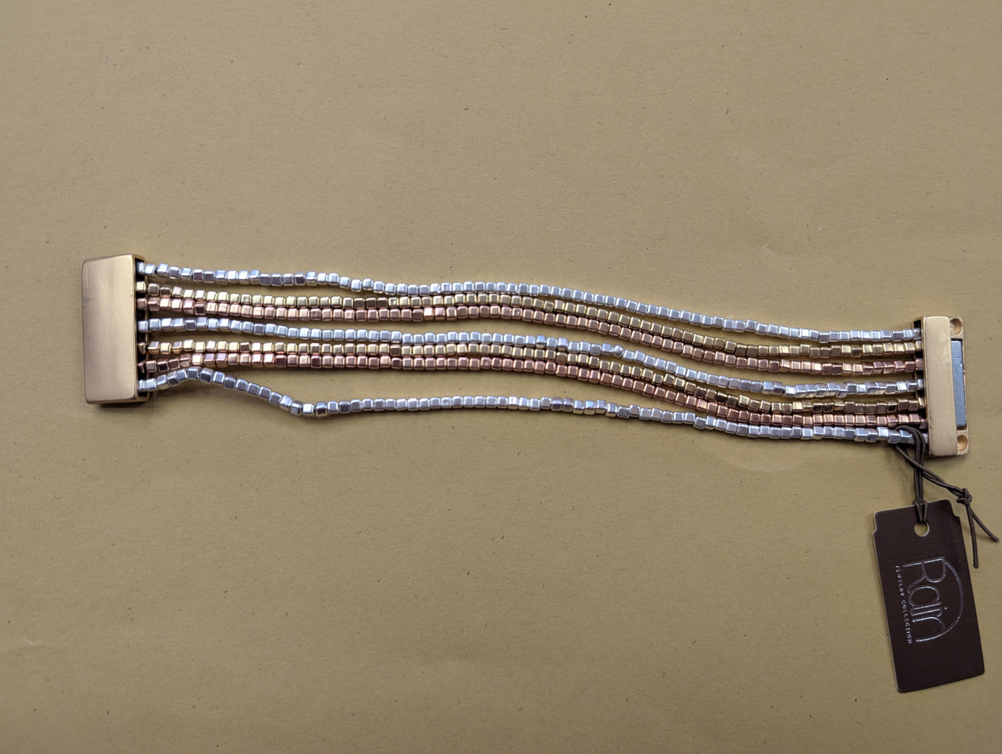 Multi-metal Square Bead Magnetic Bracelet