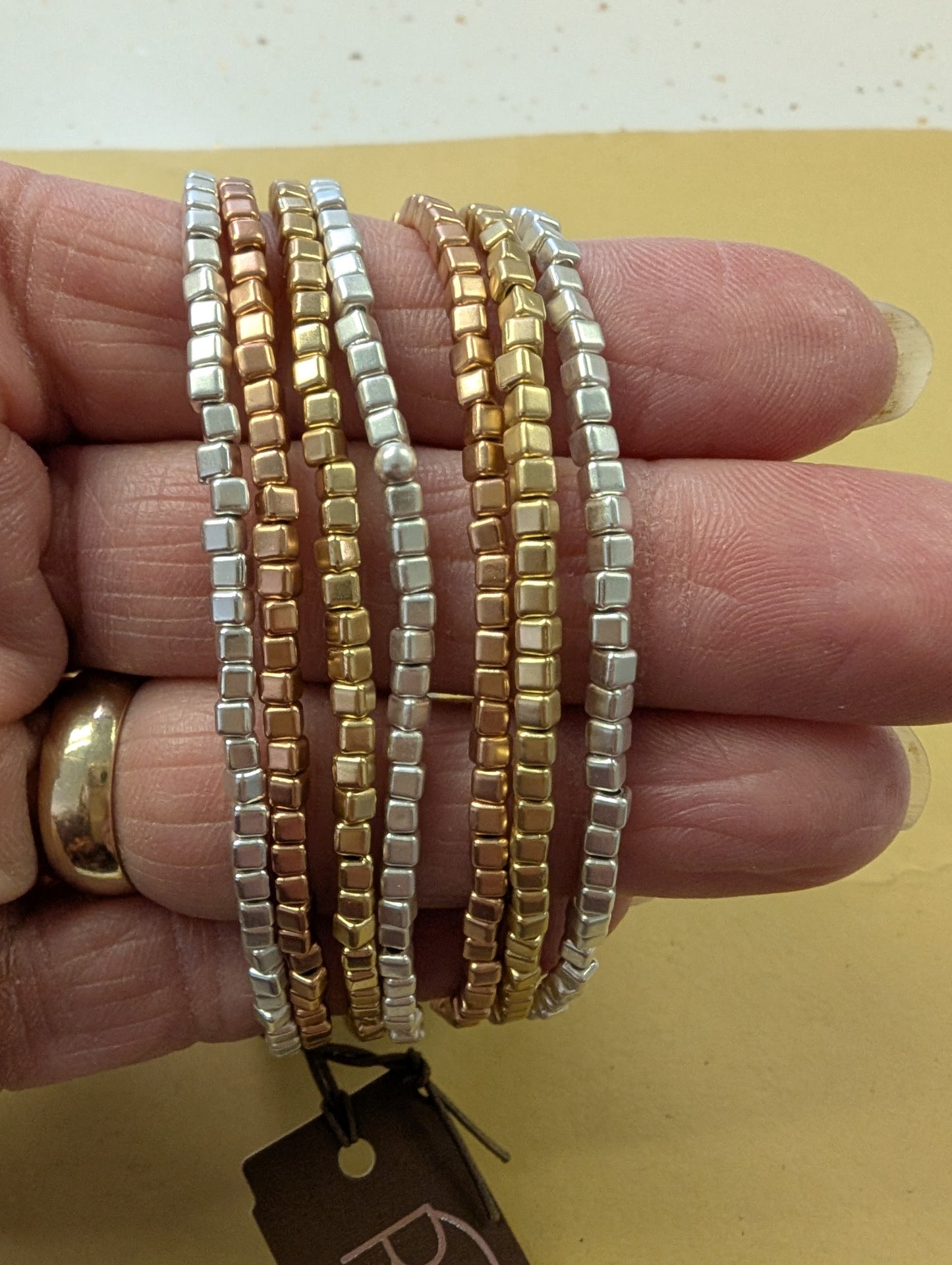 Multi-metal Square Bead Magnetic Bracelet