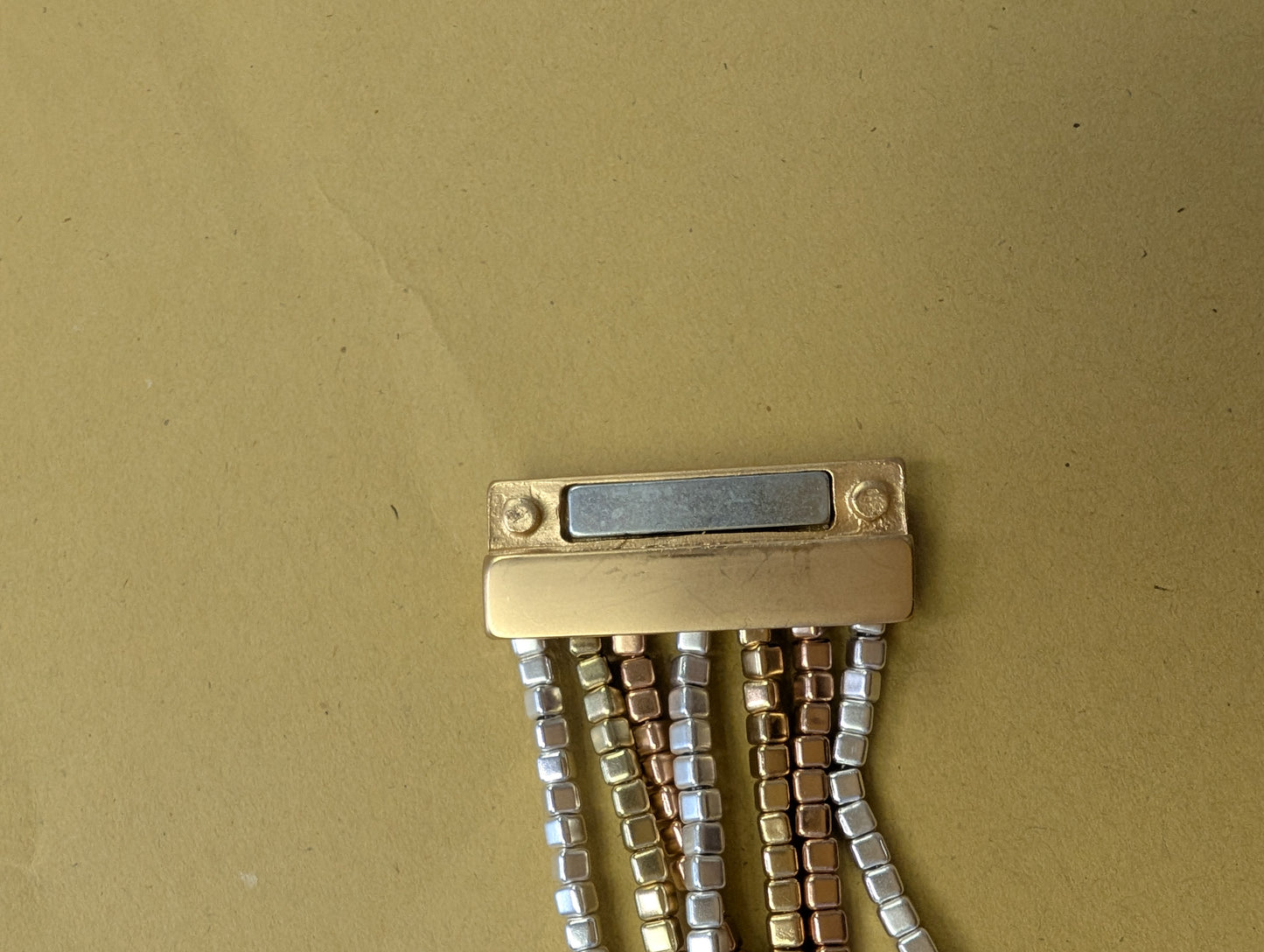 Multi-metal Square Bead Magnetic Bracelet