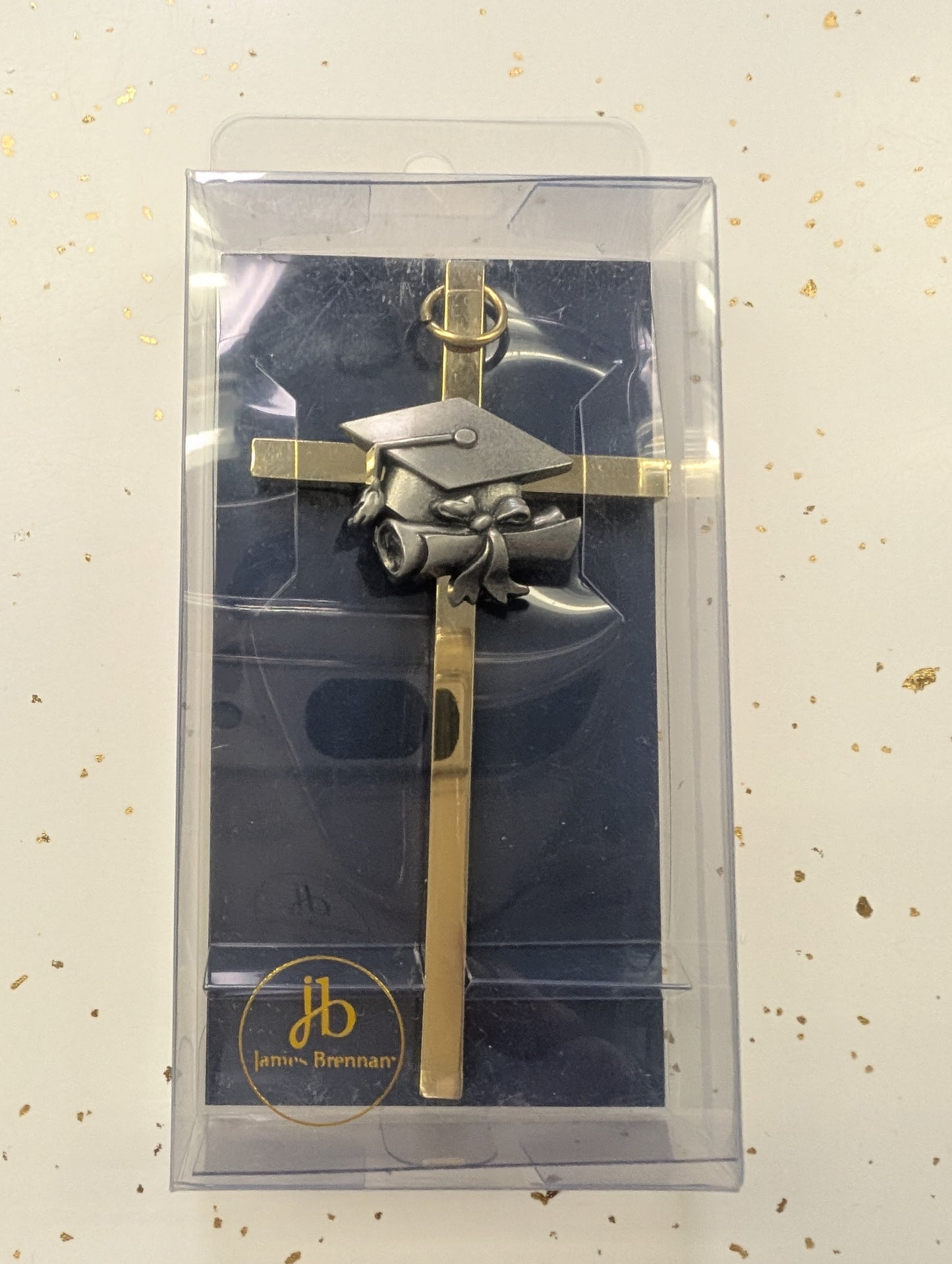 Gold Cross - 4.25"Brass Graduation Cross