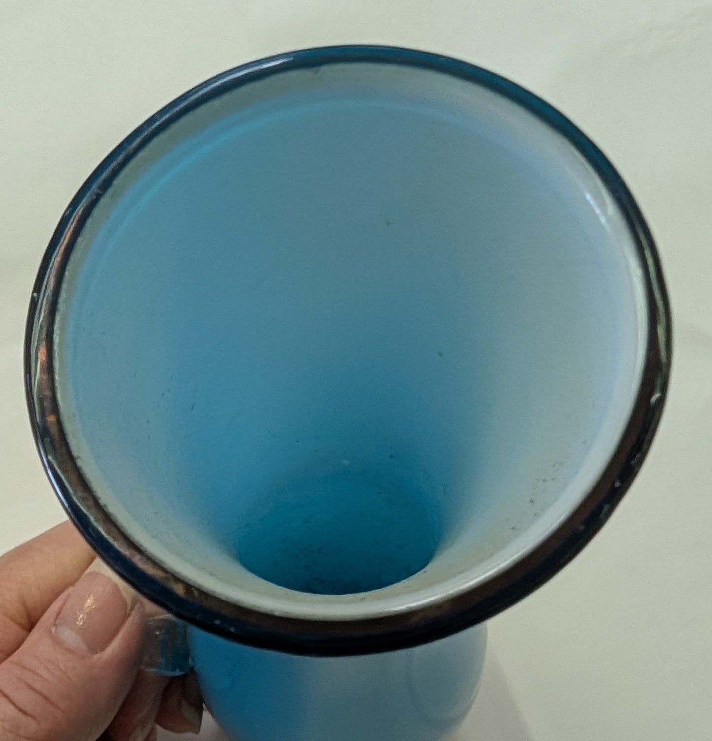 Vintage 1960s Ombre Blue Cased Glass Vase - Hourglass Shape