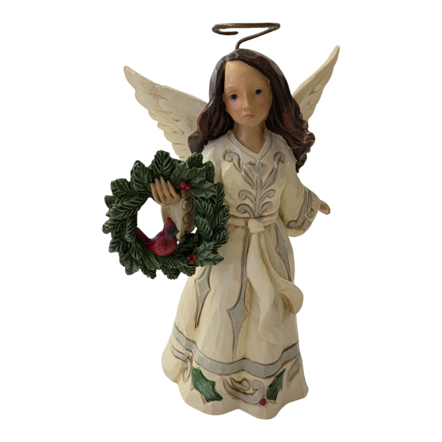 Angel With Cardinal In Wreath - Winter's Song