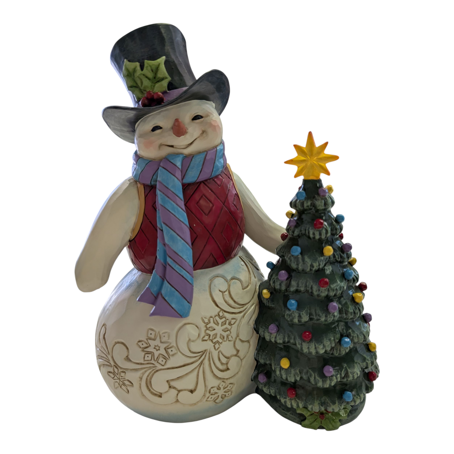 Snowman with Vintage LED Tree - "All Is Merry and Bright"