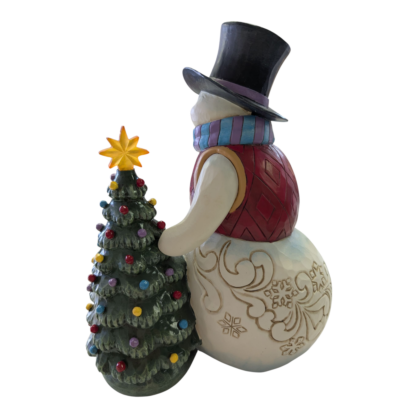 Snowman with Vintage LED Tree - "All Is Merry and Bright"