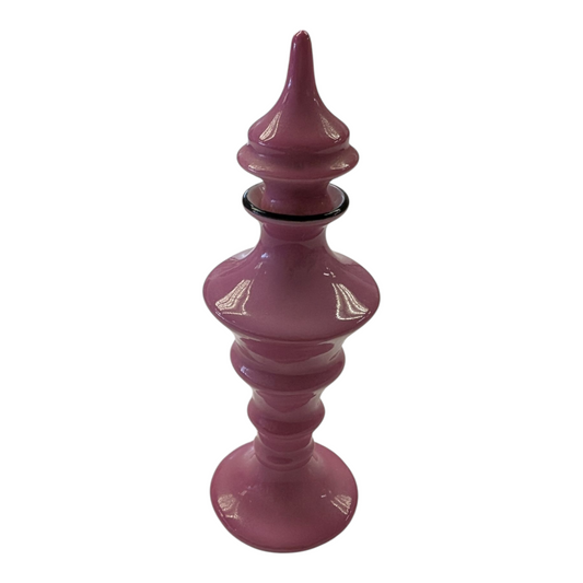 1920s Art Deco Raspberry Pink Glass Perfume Bottle - Bavaria Germany