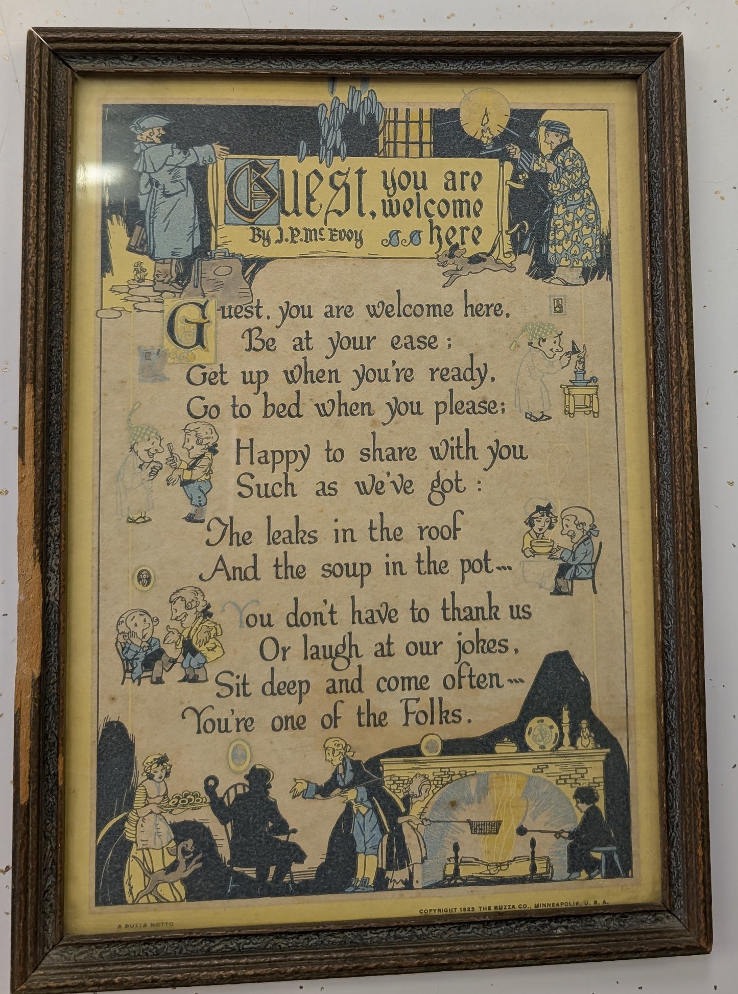 Antique Buzza Motto Print - "Guest, You are Welcome Here"