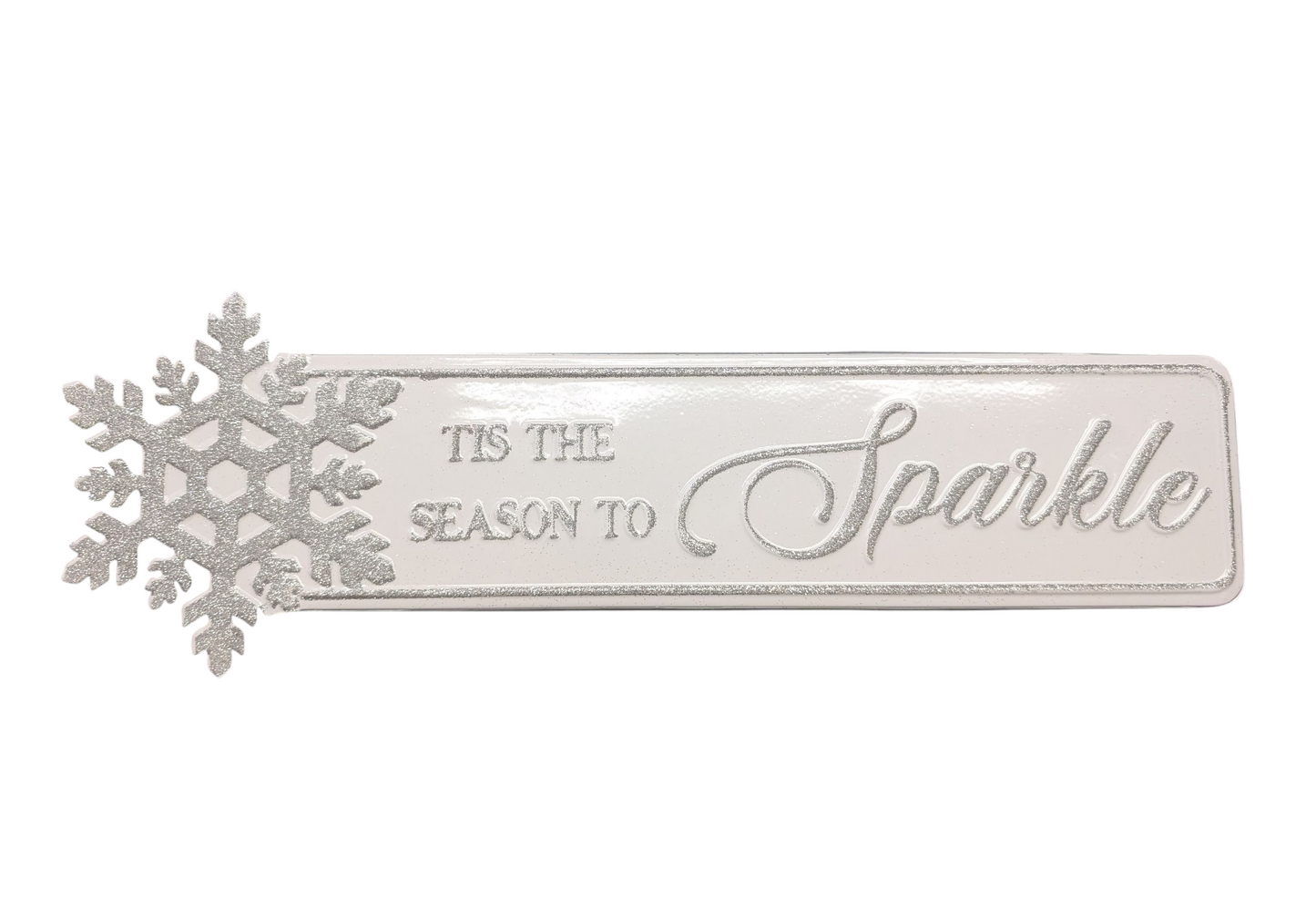 TIS the Season to Sparkle Embossed Metal Holiday Wall Sign 20"L