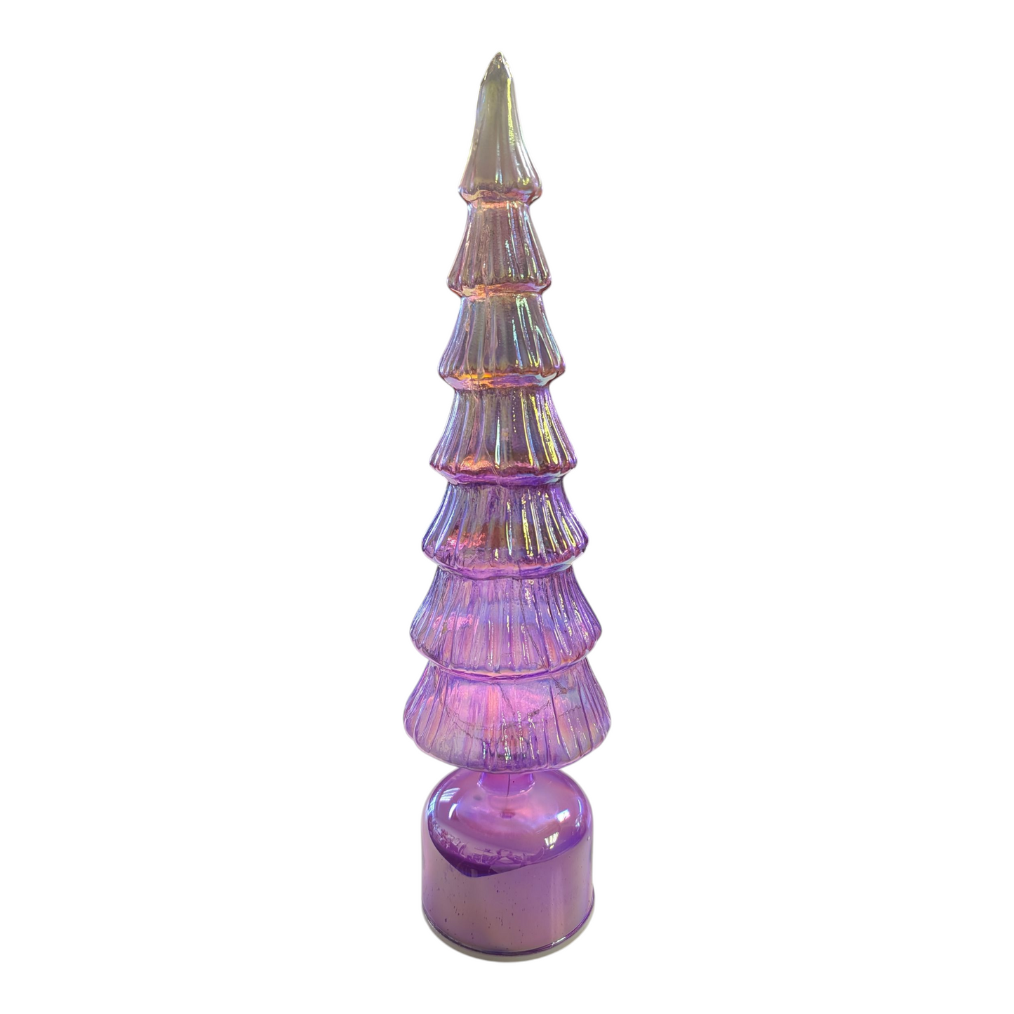 14" Lighted Rotating Mercury Glass Tree with Twinkle Lights & Timer