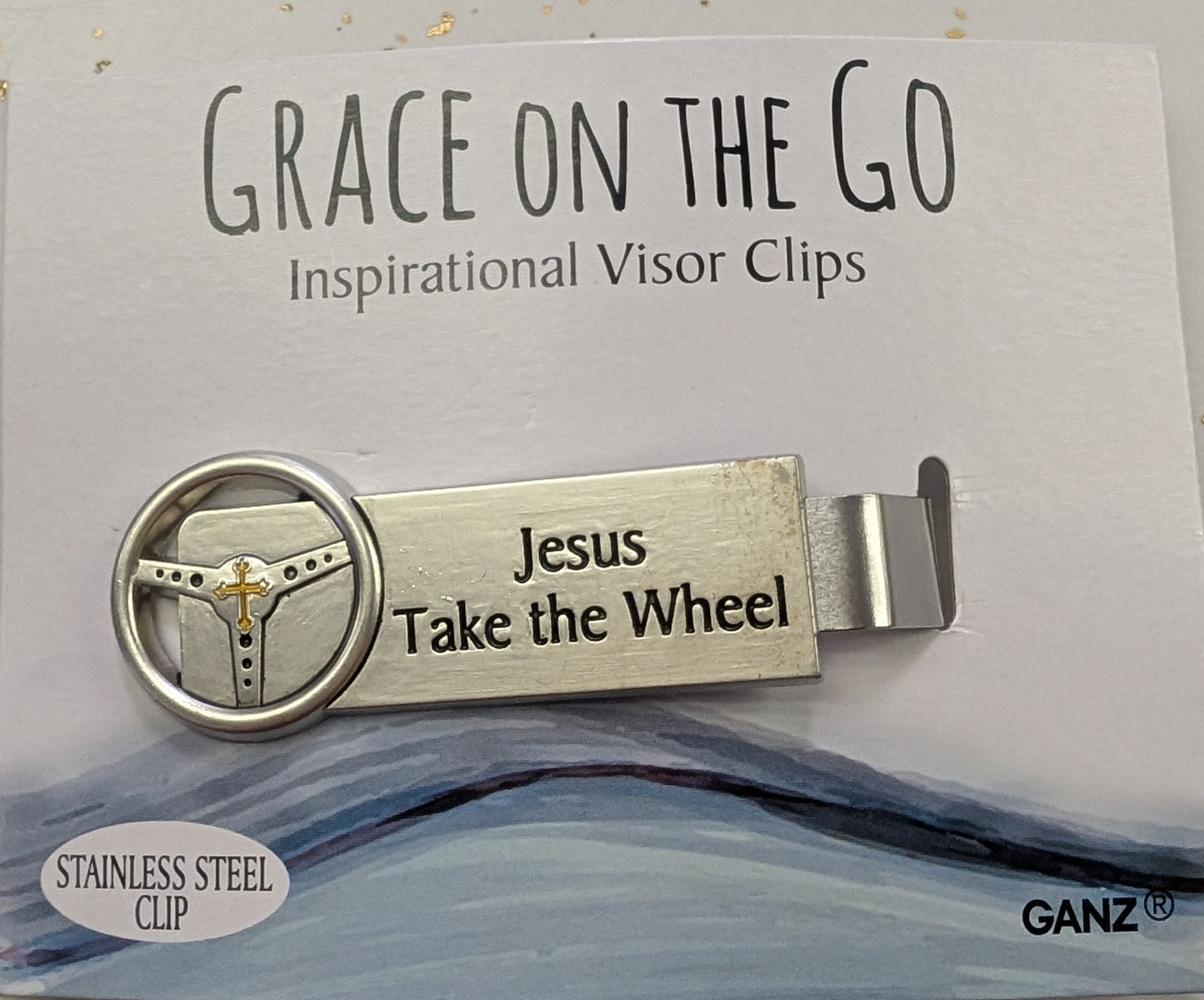 Grace on the Go – Inspirational Stainless Steel Visor Clips