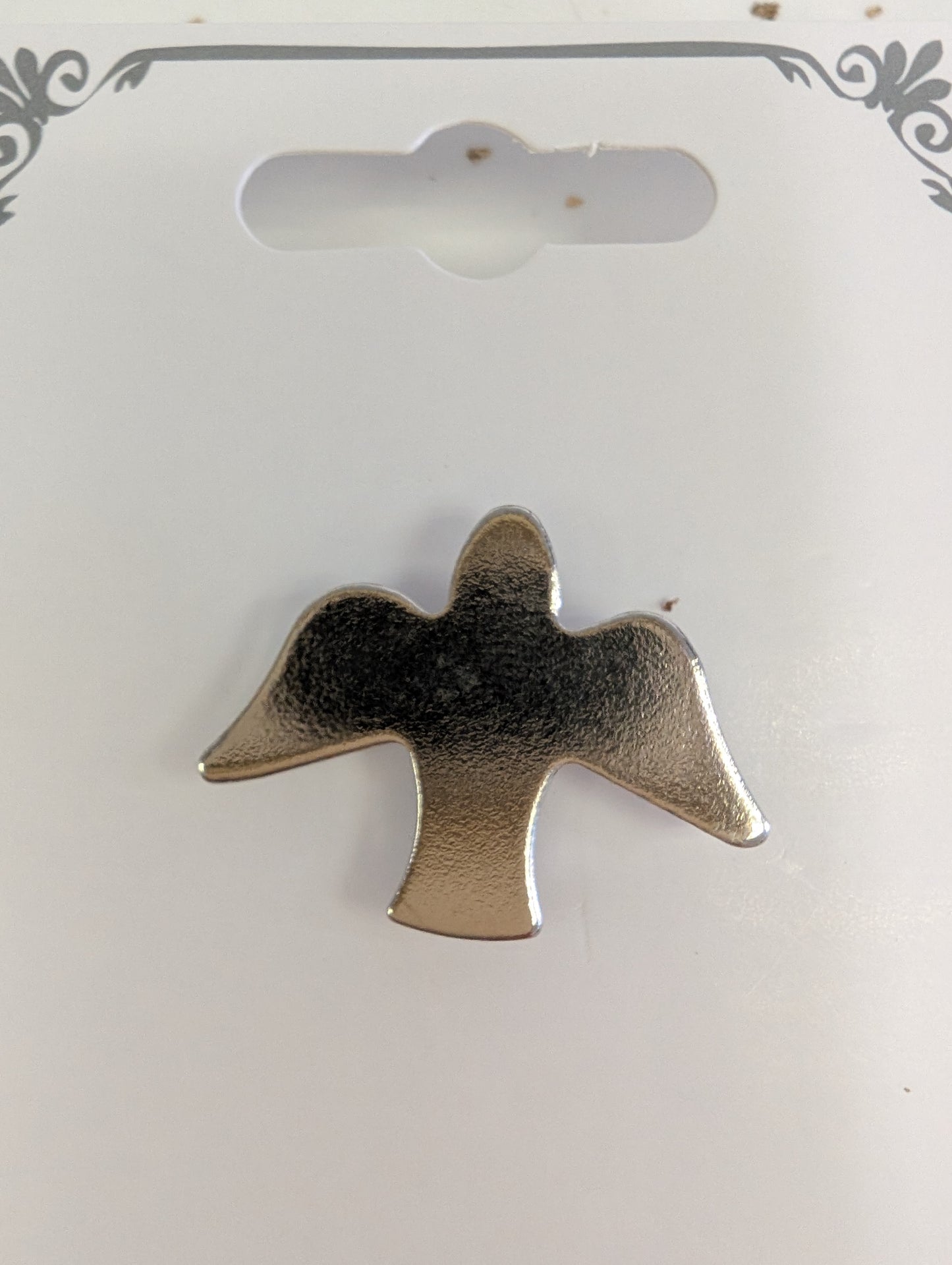 Descending Dove Lapel Pin — Silver Tone