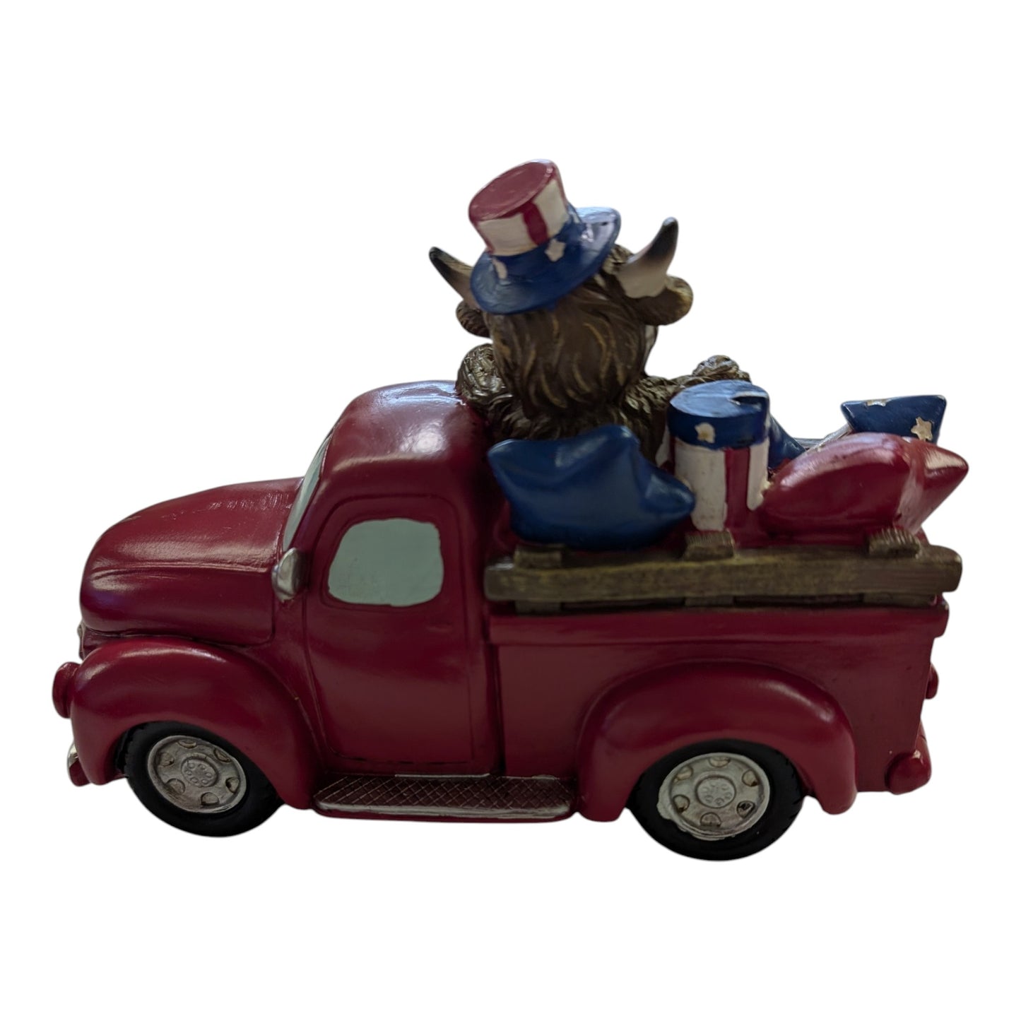Patriotic Highland Cow Truck Figurine