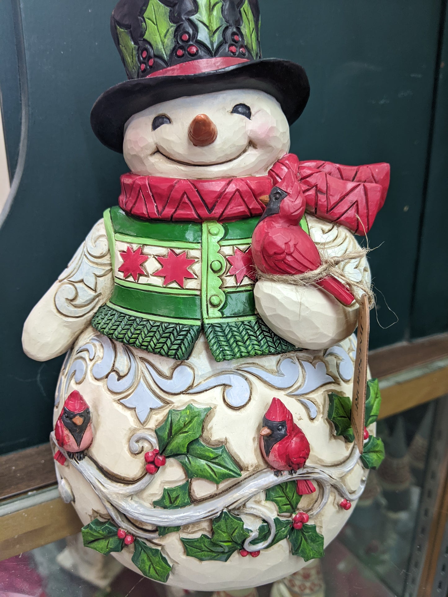 Jim Shore Snowman with Cardinal Scene