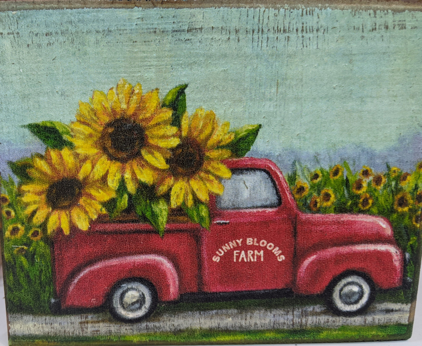 Sunflowers Sunny Blooms Farm Block Sign