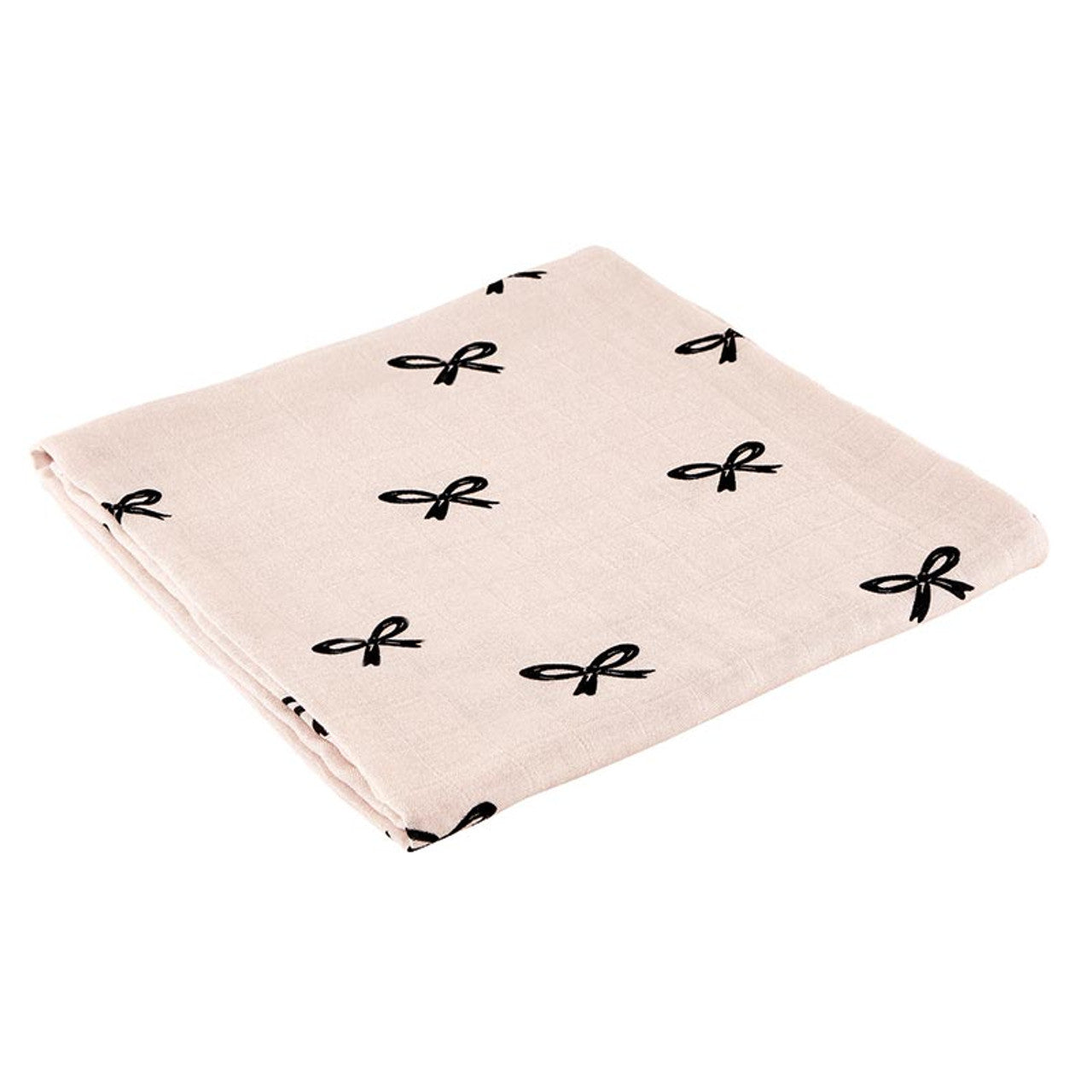 Swaddle Blanket - Pink with Black Bows