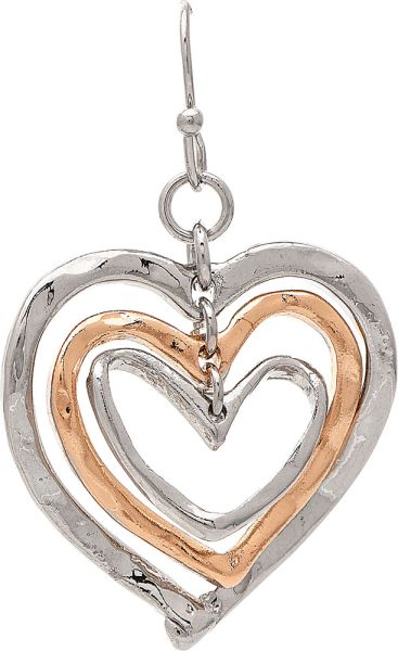 Two Tone Layered Wire Heart Earring