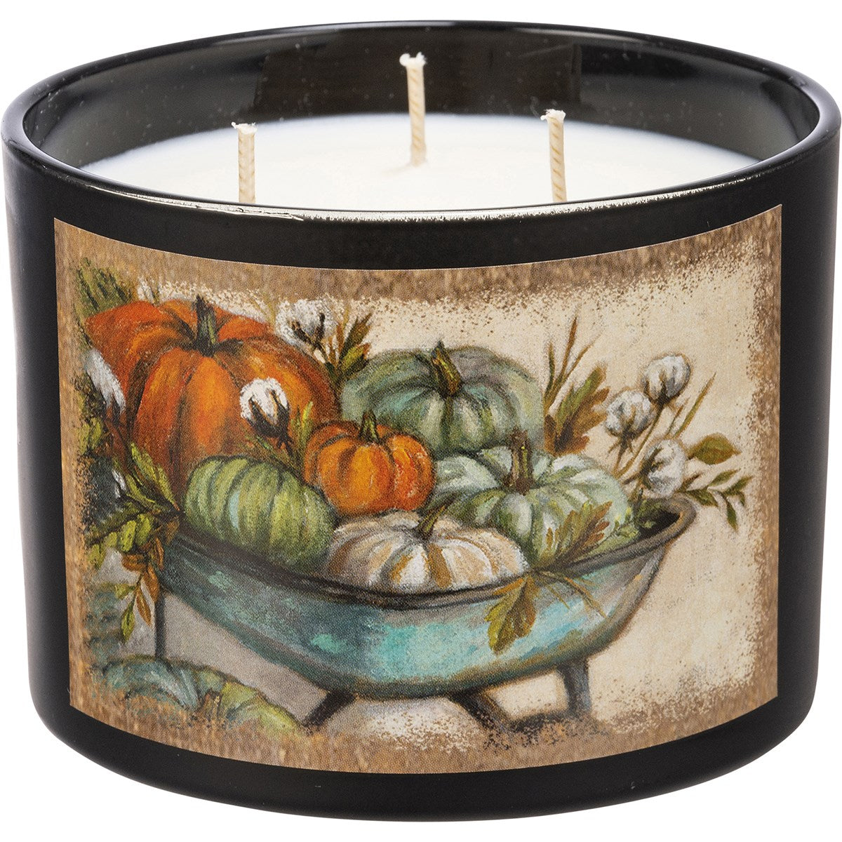Wheelbarrow with Pumpkins Jar Candle