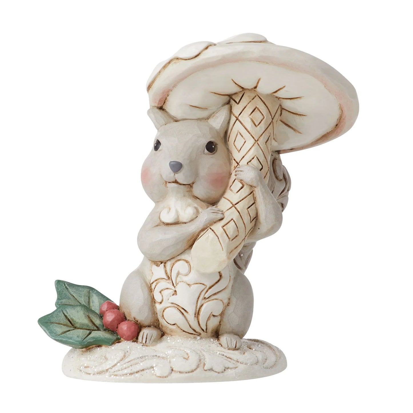 Jim Shore White Woodland Squirrel with Mushroom